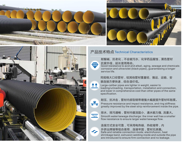 HDPE STEEL STRIP WINDING PIPES